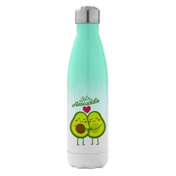 Let's avocuddle, Μεταλλικό παγούρι θερμός Πράσινο/Λευκό (Stainless steel), διπλού τοιχώματος, 500ml