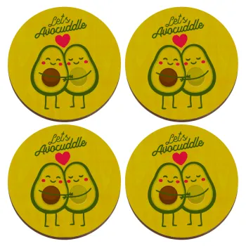Let's avocuddle, ΣΕΤ x4 Σουβέρ ξύλινα στρογγυλά plywood (9cm)
