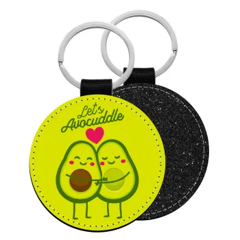 Let's avocuddle, Μπρελόκ Δερματίνη, στρογγυλό ΜΑΥΡΟ (5cm)