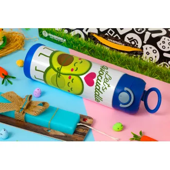 Let's avocuddle, Πασχαλινή Λαμπάδα με Παιδικό παγούρι θερμό, ανοξείδωτο, με καλαμάκι ασφαλείας, ΜΠΛΕ (500ml)