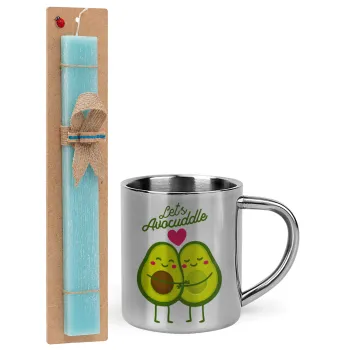 Let's avocuddle, Easter Set, metallic thermal cup (300ml) & aromatic flat Easter candle (30cm) (TURQUOISE)