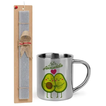 Let's avocuddle, Easter Set, metallic thermal cup (300ml) & Easter aromatic flat candle (30cm) (GRAY)