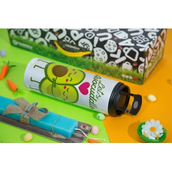Let's avocuddle, Πασχαλινή Λαμπάδα με Travel Tumbler θερμό με διπλό καπάκι (600ml, BPA free) & κερί αρωματικό πλακέ (30cm) (ΤΙΡΚΟΥΑΖ)