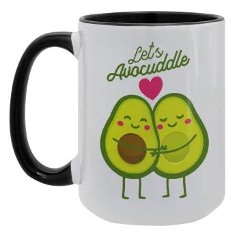 Let's avocuddle, Κούπα Mega 15oz, κεραμική Μαύρη, 450ml