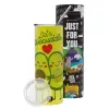 Neon Yellow Travel Tumbler, with metal straw (Stainless steel 304 Food grade, BPA free, 600ml)