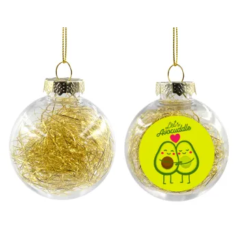 Let's avocuddle, Transparent Christmas tree ball ornament with gold filling 8cm