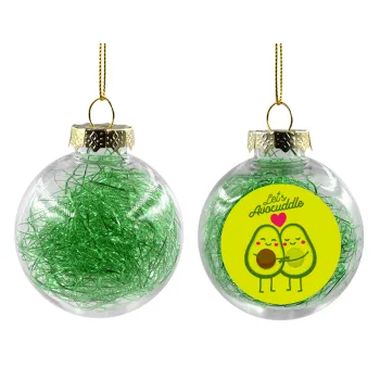 Let's avocuddle, Transparent Christmas tree ball ornament with green filling 8cm