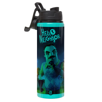  Hello Neighbor, Metallic water bottle with safety lid, 850ml aluminum