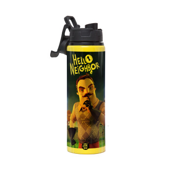  Hello Neighbor, Metallic water bottle with safety lid, 850ml aluminum