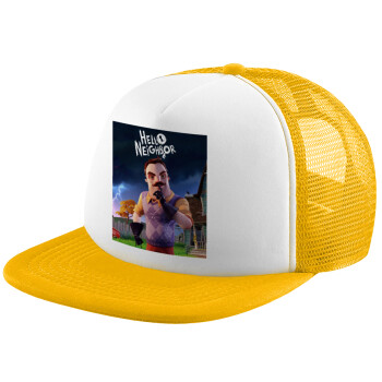  Hello Neighbor, Καπέλο παιδικό Soft Trucker με Δίχτυ Κίτρινο/White 