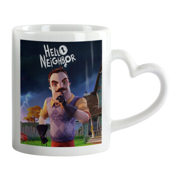 Hello Neighbor, Mug heart handle, ceramic, 330ml