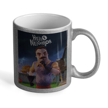  Hello Neighbor, Κούπα Ασημένια Glitter που γυαλίζει, κεραμική, 330ml