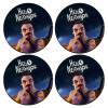 SET of 4 round wooden coasters (9cm)