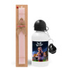 Easter Set, metallic aluminum bottle (500ml) & aromatic flat Easter candle (30cm) (PINK)