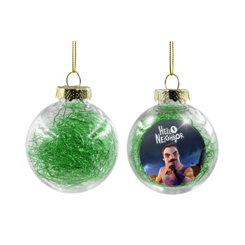  Hello Neighbor, Χριστουγεννιάτικη μπάλα δένδρου διάφανη με πράσινο γέμισμα 8cm