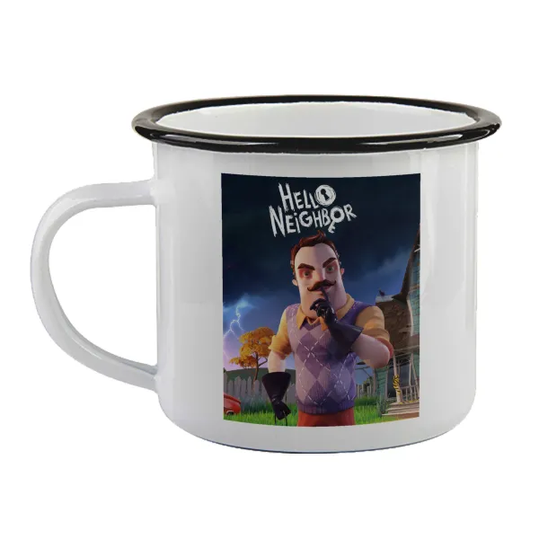 Hello Neighbor — Enamel mug with black rim, 360ml