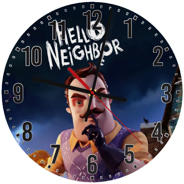 Hello Neighbor — Wooden wall clock (30cm)