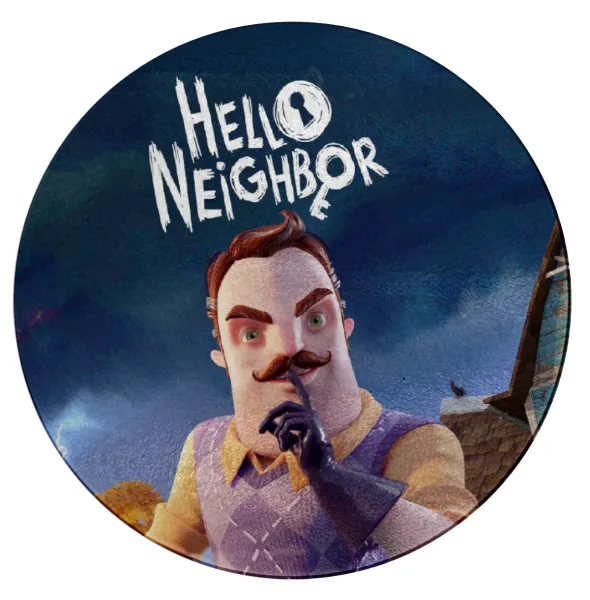 Hello Neighbor — Round glass cutting board (30cm)