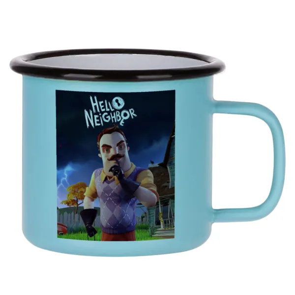 Hello Neighbor — Κούπα Μεταλλική εμαγιέ ΜΑΤ σιέλ 360ml