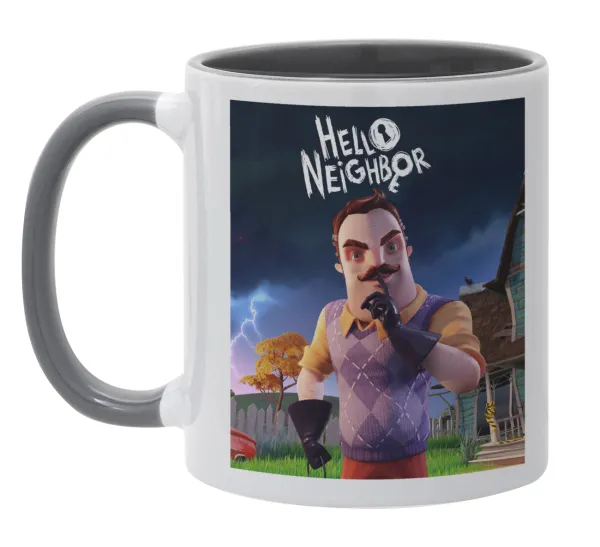 Hello Neighbor — Κούπα χρωματιστή γκρι, κεραμική, 330ml