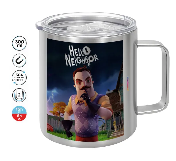 Hello Neighbor — Double-walled stainless steel mug 300ml with temperature-retaining lid