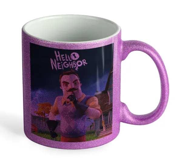Hello Neighbor — Κούπα Μωβ Glitter που γυαλίζει, κεραμική, 330ml