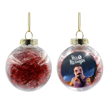  Hello Neighbor, Transparent Christmas tree ball ornament with red filling 8cm
