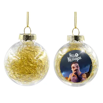  Hello Neighbor, Transparent Christmas tree ball ornament with gold filling 8cm