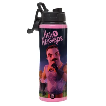  Hello Neighbor, Μεταλλικό παγούρι νερού με καπάκι ασφαλείας, αλουμινίου 850ml