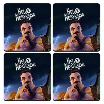  Hello Neighbor, ΣΕΤ 4 Σουβέρ ξύλινα τετράγωνα (9cm)