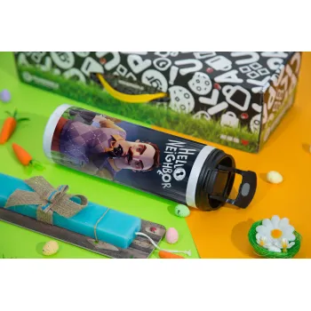  Hello Neighbor, Πασχαλινή Λαμπάδα με Travel Tumbler θερμό με διπλό καπάκι (600ml, BPA free) & κερί αρωματικό πλακέ (30cm) (ΤΙΡΚΟΥΑΖ)