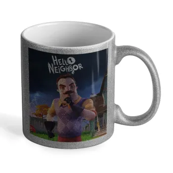  Hello Neighbor, Κούπα Ασημένια Glitter που γυαλίζει, κεραμική, 330ml