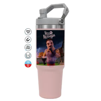 Hello Neighbor, ΡΟΖ χρώματος Θερμός Ανοξείδωτο 890ml (30oz) με χερούλι