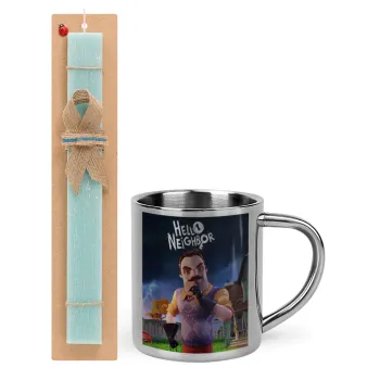 Hello Neighbor, Πασχαλινή Λαμπάδα με μεταλλική κούπα θερμό (300ml) & κερί αρωματικό πλακέ (30cm) (ΤΙΡΚΟΥΑΖ)