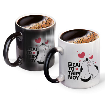 Είσαι το ταίρι μου, Color changing magic Mug, ceramic, 330ml when adding hot liquid inside, the black colour desappears (1 pcs)