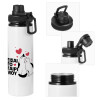 Metal water bottle with safety cap, aluminum 850ml