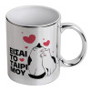Mug ceramic, silver mirror, 330ml