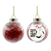 Transparent Christmas tree ball ornament with red filling 8cm