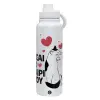 1L Stainless Steel Thermal Bottle with Phone Holder & Double Wall Insulation