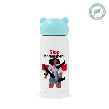 STOP Harassment, Γαλάζιο ανοξείδωτο παγούρι θερμό (Stainless steel), 320ml