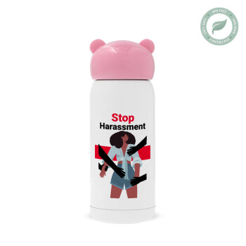 STOP Harassment, Ροζ ανοξείδωτο παγούρι θερμό (Stainless steel), 320ml