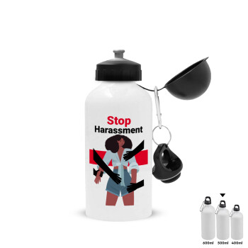 STOP Harassment, Metal water bottle, White, aluminum 500ml