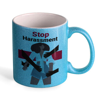 STOP Harassment, Κούπα Σιέλ Glitter που γυαλίζει, κεραμική, 330ml
