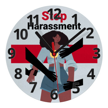 STOP Harassment, Ρολόι τοίχου γυάλινο (20cm)