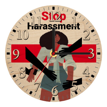 STOP Harassment, Ρολόι τοίχου ξύλινο plywood (20cm)