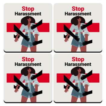 STOP Harassment, ΣΕΤ 4 Σουβέρ ξύλινα τετράγωνα (9cm)