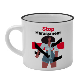 STOP Harassment, Κούπα κεραμική vintage Λευκή/Μαύρη 230ml