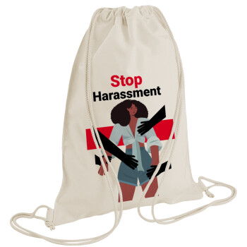 STOP Harassment, Τσάντα πλάτης πουγκί GYMBAG natural (28x40cm)