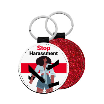 STOP Harassment, Μπρελόκ Δερματίνη, στρογγυλό ΚΟΚΚΙΝΟ (5cm)