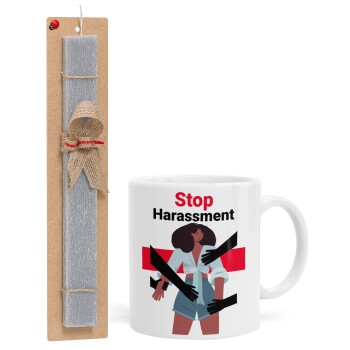 STOP Harassment, Πασχαλινό Σετ, Κούπα κεραμική (330ml) & πασχαλινή λαμπάδα αρωματική πλακέ (30cm) (ΓΚΡΙ)